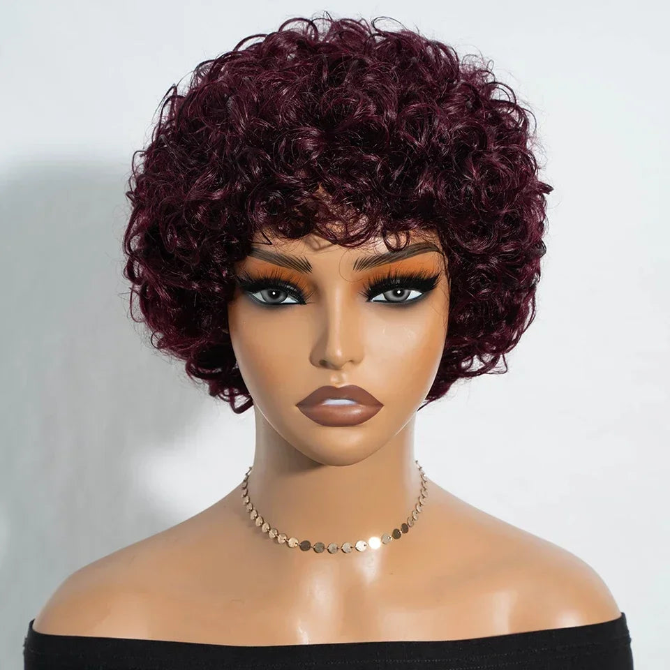 Afro Puff Pixie Bob Wig with Bangs