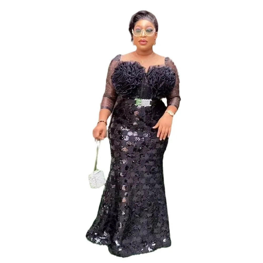 African Evening Dress for Women| Ankara Party Gown| Top Super Deals Red Dresses / XXXL