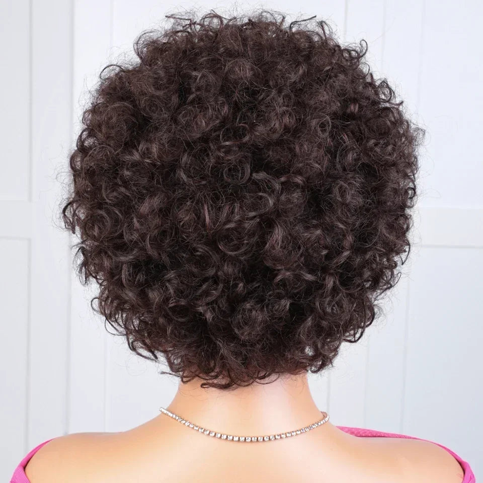Afro Puff Pixie Bob Wig with Bangs