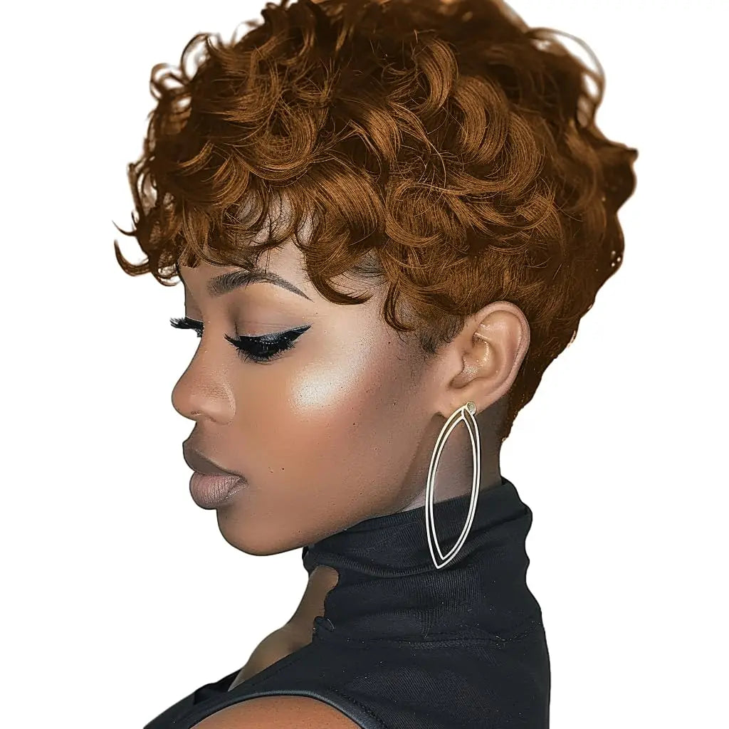 Short Elf Wig with Bangs for Black Women