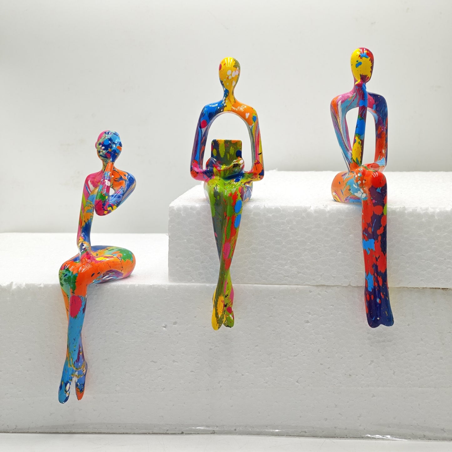 Room Decor 3pcs Abstract Thinking Figures Statue Set, Resin Crafted, Modern Art Sculptures for Home & Office Decor, Interior Design Accents, DIY Decoration