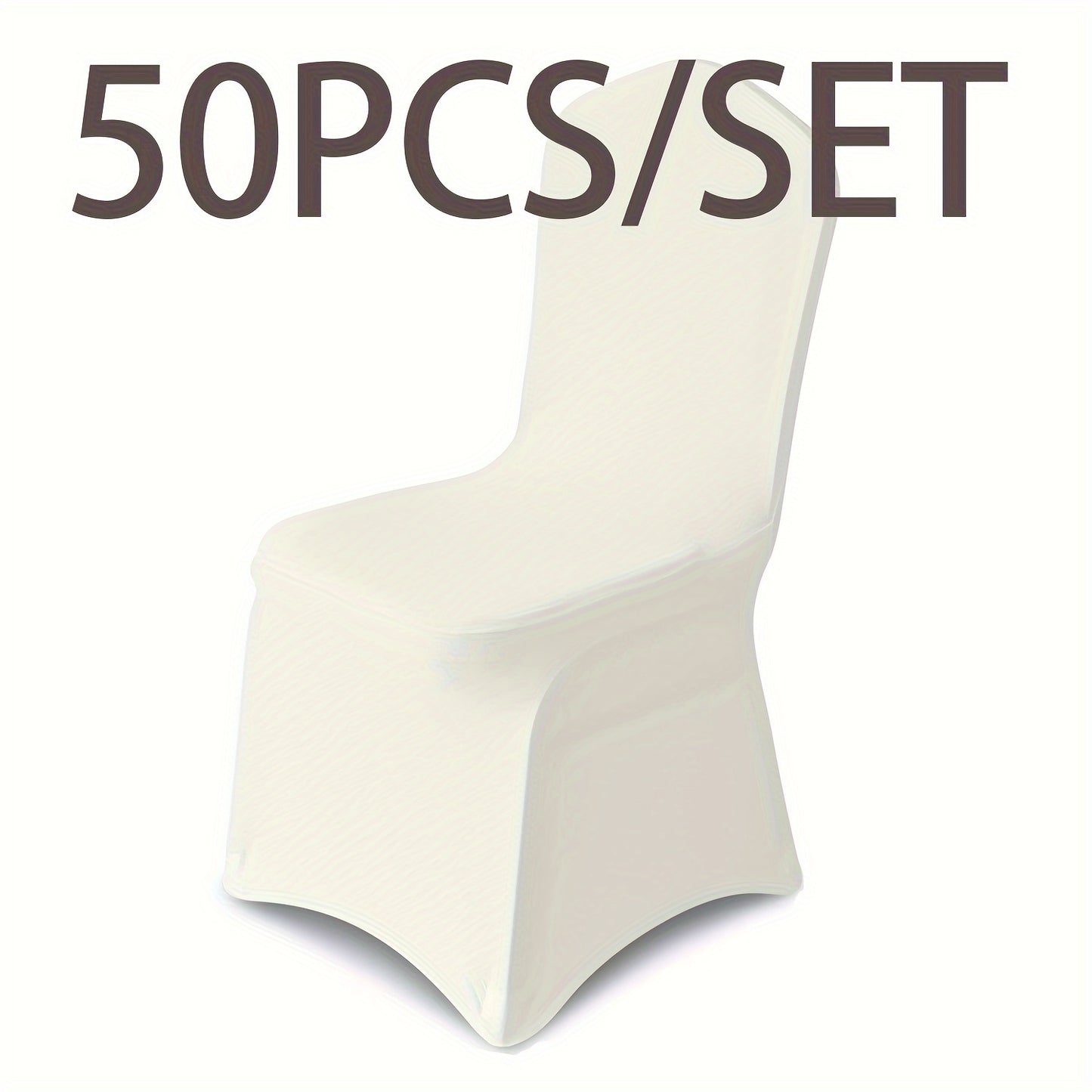 KUOGO 50/100pcs Stretch Chair Covers For Dining Chair, Fitted Spandex Chair Protector, Stretchable Removable Chair Slipcover, For Banquet, Party, Dinning, Celebration, Wedding, White-Dining-100pcs