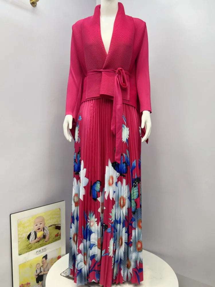 Elegant Pleated Print 2-Piece Set for Women