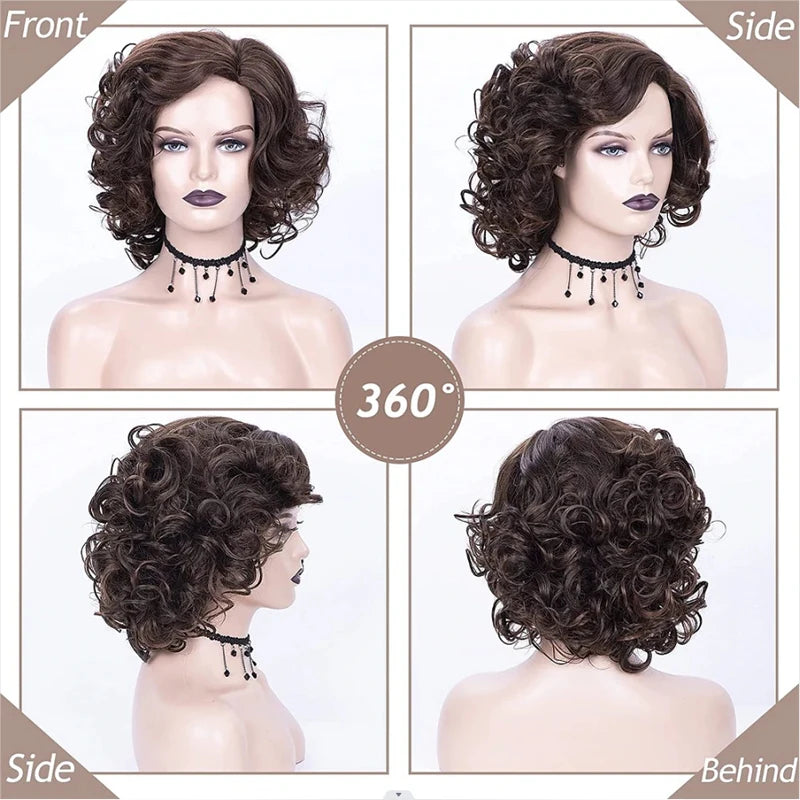 Short Burgundy Curly Wigs for Women
