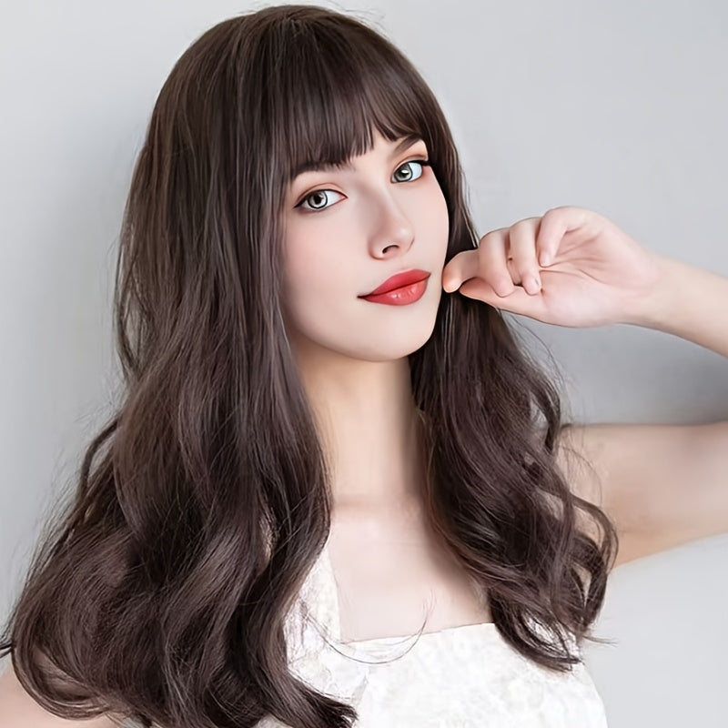 Women's Curly Wave Wig with Bangs