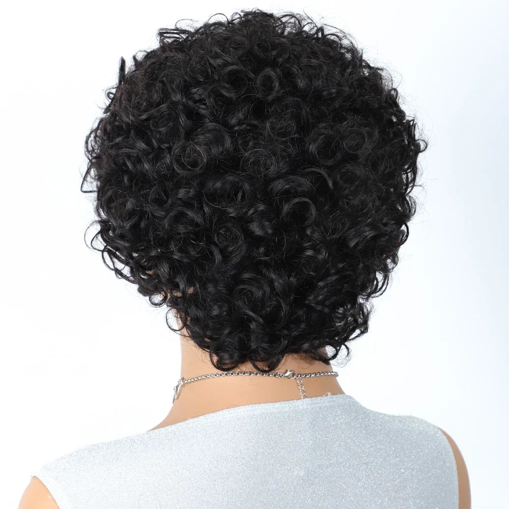 Afro Puff Pixie Bob Wig with Bangs