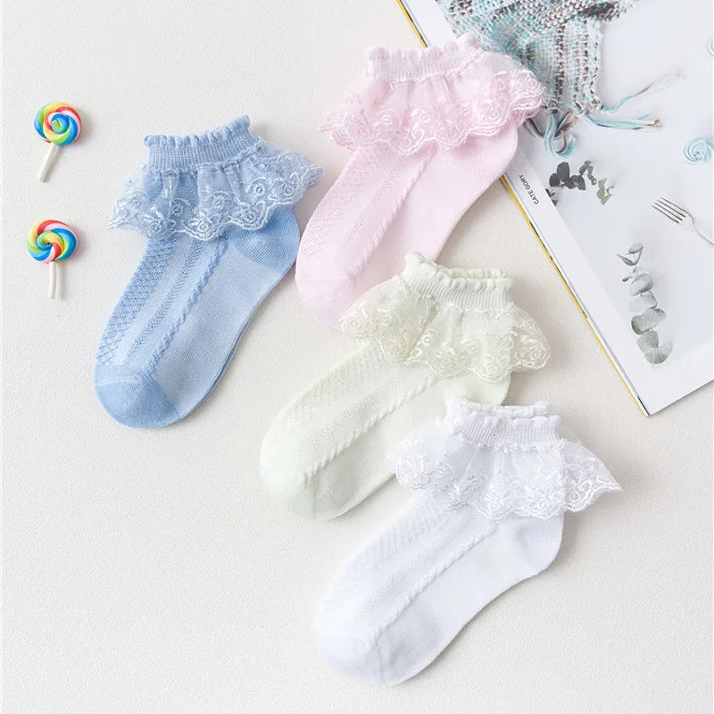 Lace Ruffle Cotton Ankle Socks for Girls