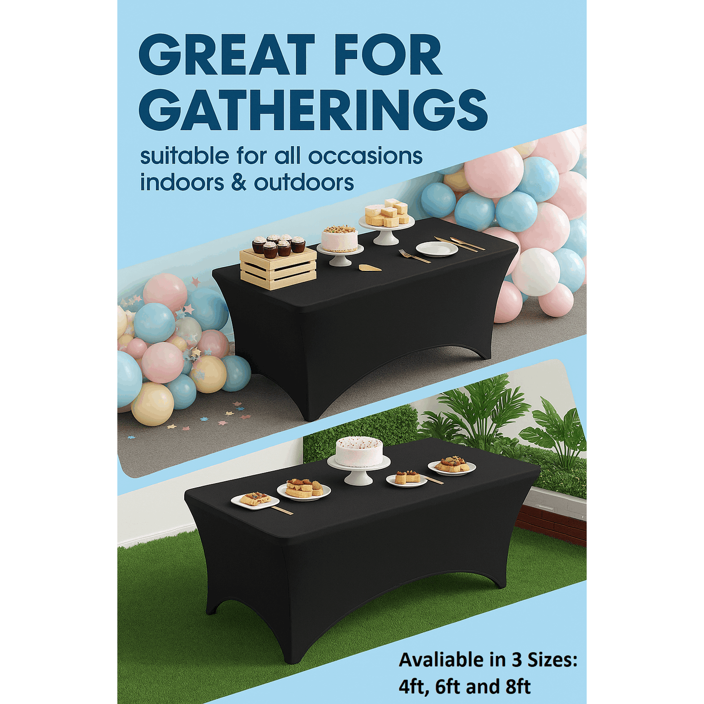 4/12pcs Spandex Stretch Tablecloths, Rectangular Fitted Covers for Parties, Weddings, Events & Trade Shows – Solid Colors, Wrinkle-Resistant & Easy Fit