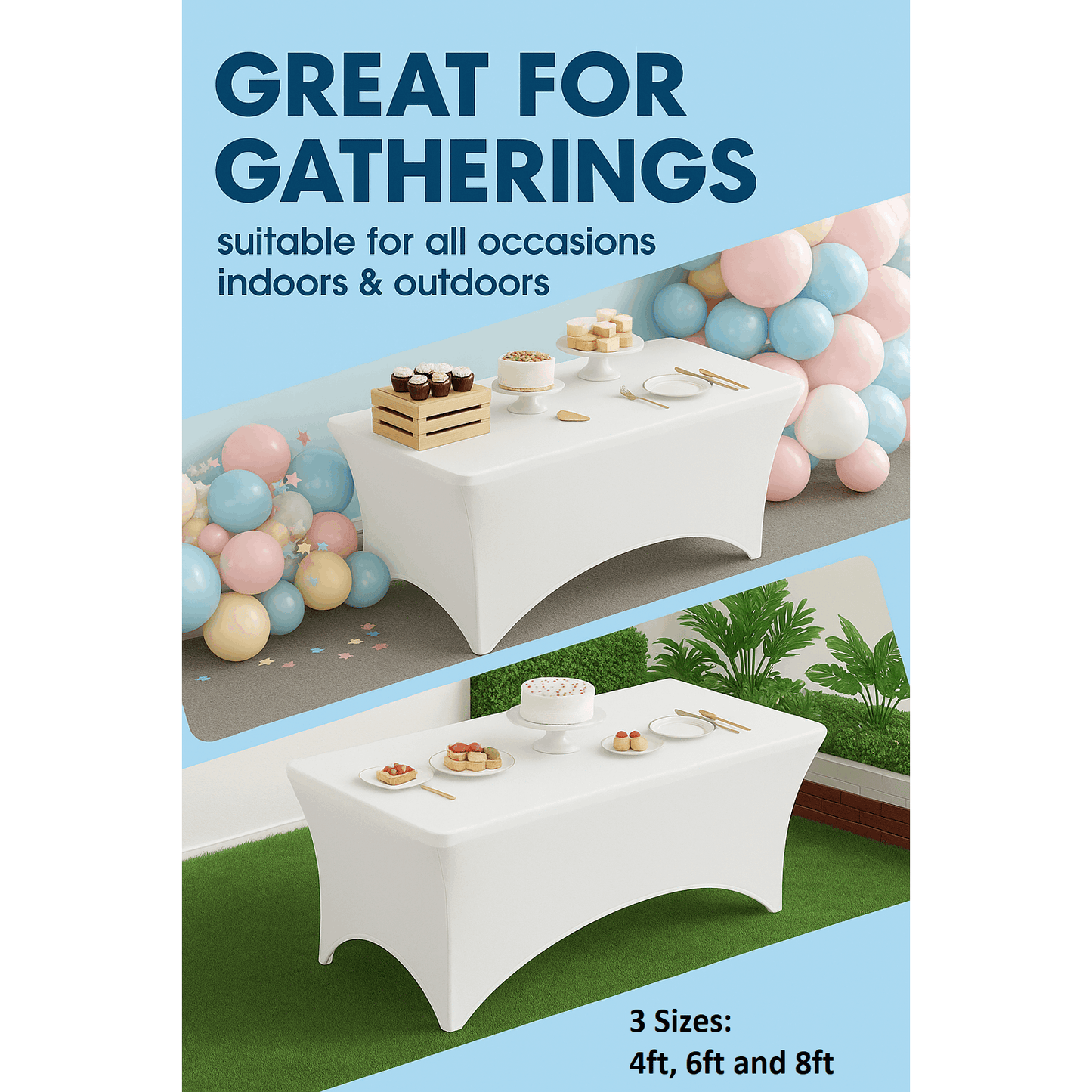 4/12pcs Spandex Stretch Tablecloths, Rectangular Fitted Covers for Parties, Weddings, Events & Trade Shows – Solid Colors, Wrinkle-Resistant & Easy Fit