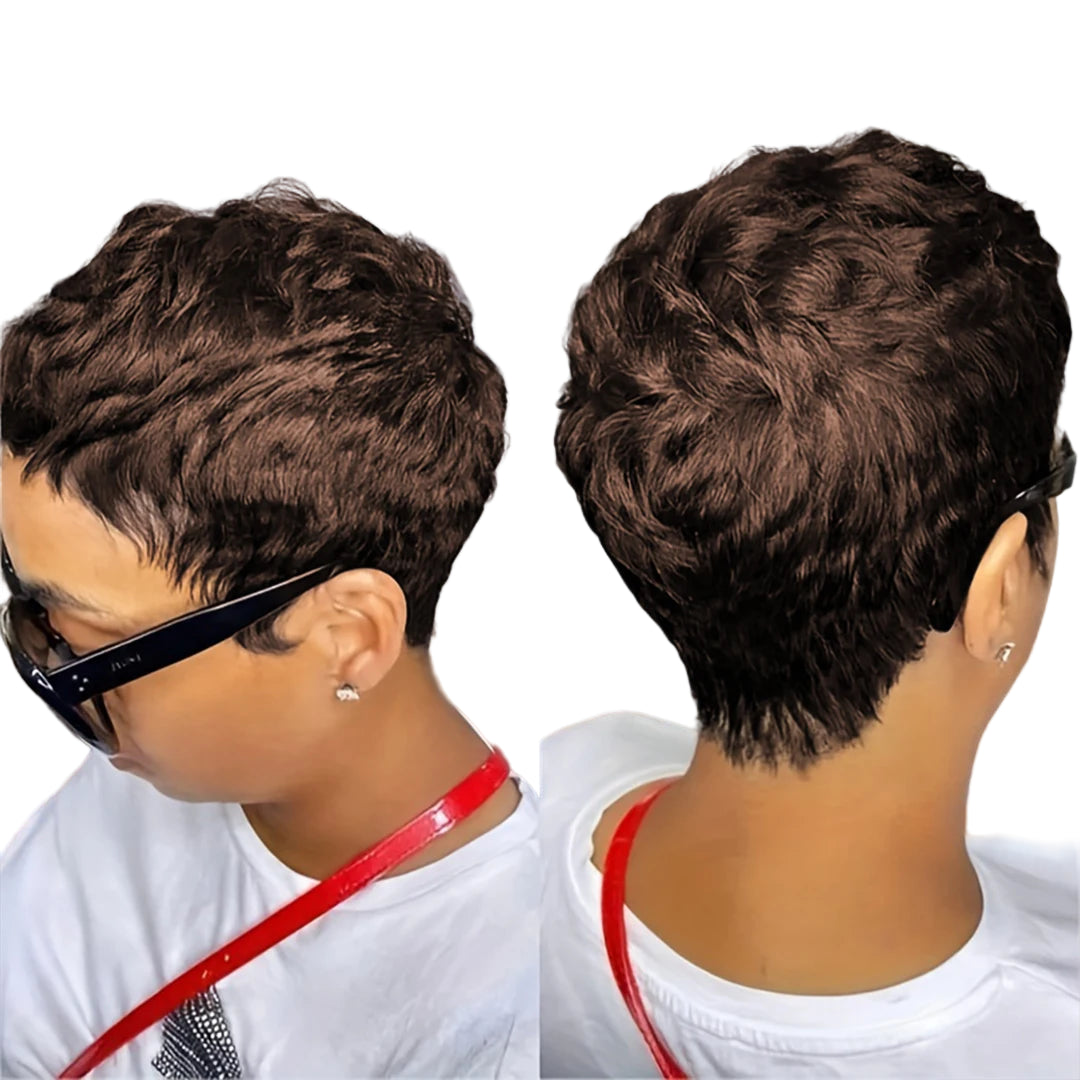 Short Pixie Cut Human Hair Wig with Bangs