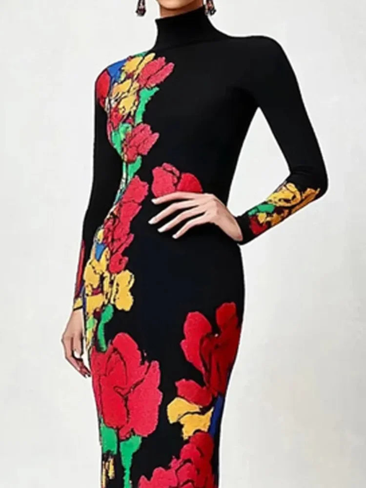 Elegant Vintage Floral Evening Dress