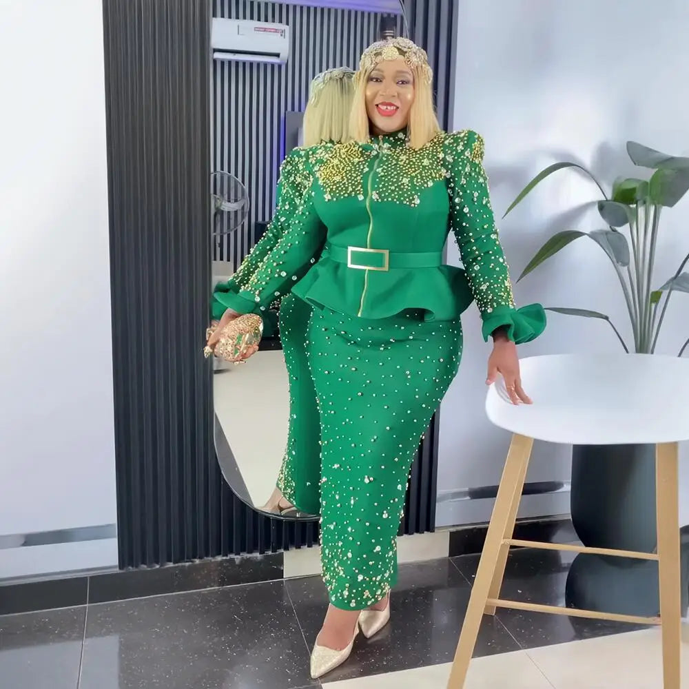 Luxury Rhinestone Mesh Dress Suit for Women