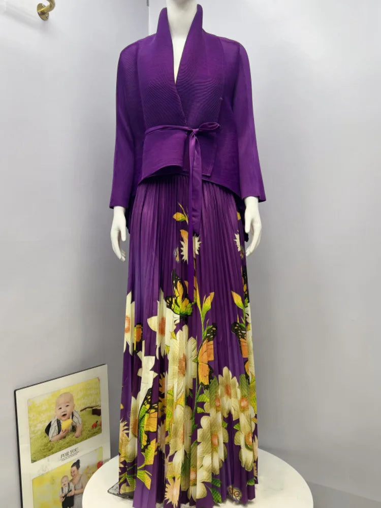 Elegant Pleated Print 2-Piece Set for Women