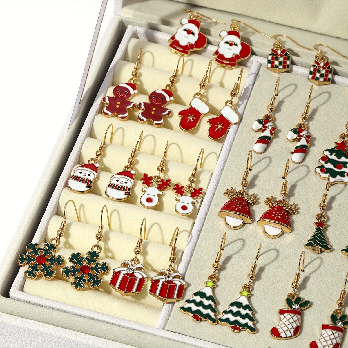 23 Pairs Cute Christmas Earrings Set, Cartoon Santa, Reindeer, Snowflake, Christmas Tree, Snowman Pendant Earrings, Women's Festive Party Jewelry, Perfect Gift for Christmas and New Year, Zinc Alloy, Iron Earwires, All-Season