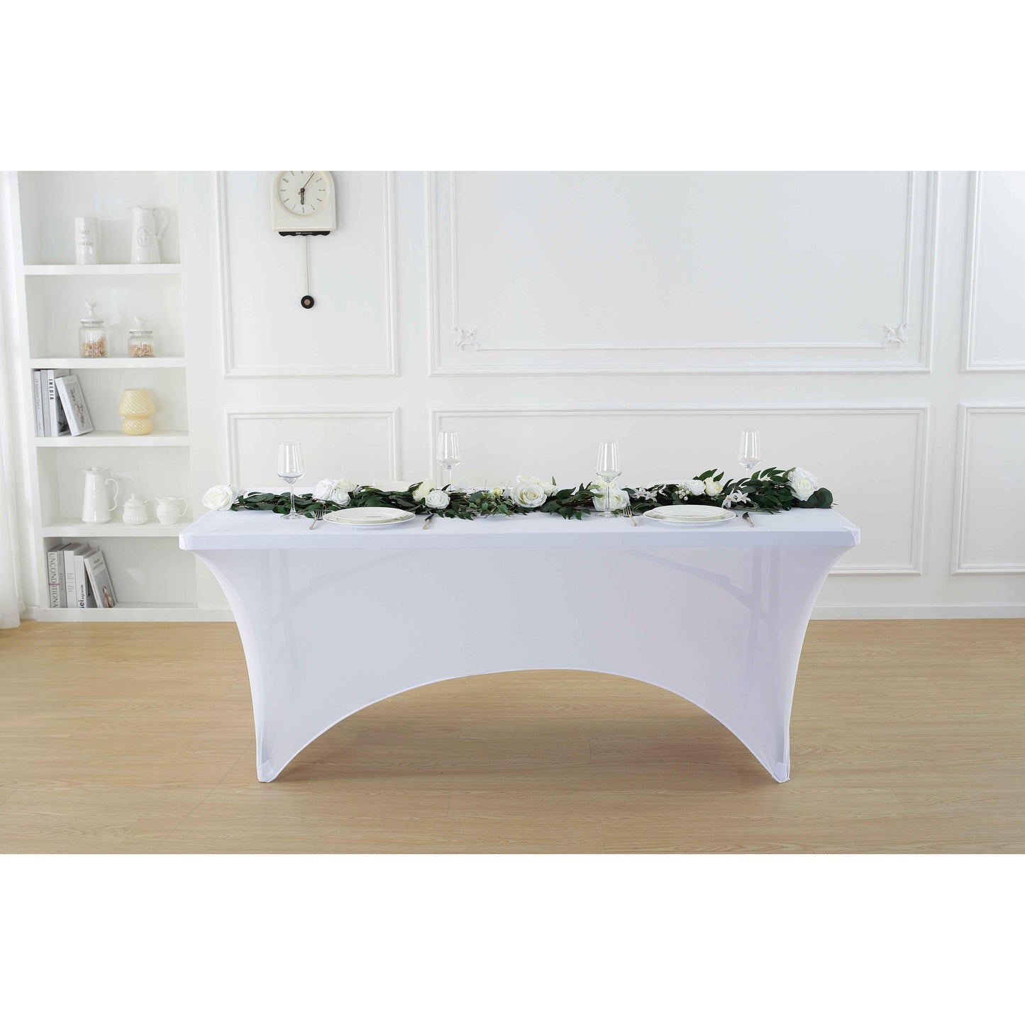4pcs Spandex Tablecloth, Stretch Rectangle Table Covers - Elastic Spandex Polyester Blend, Perfect for Parties, Dances, Weddings, Exhibitions | Solid Colors, Easy Fit & Versatile Use, Table Cloth