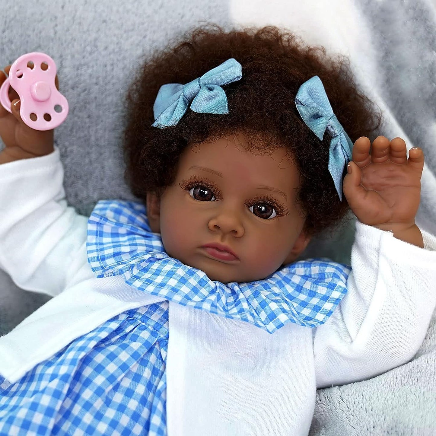 Black Girl Reborn Doll 24 Inch With Curly Hair 24 inches - Shania