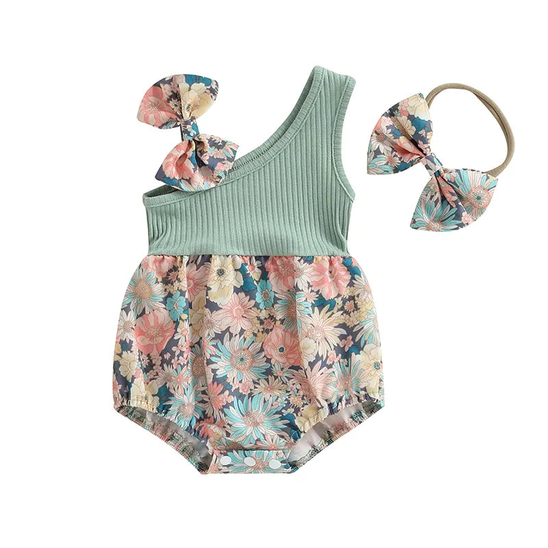 Infant Baby Girl Two-Piece Summer Outfit|Floral Romper|Top Super Deals