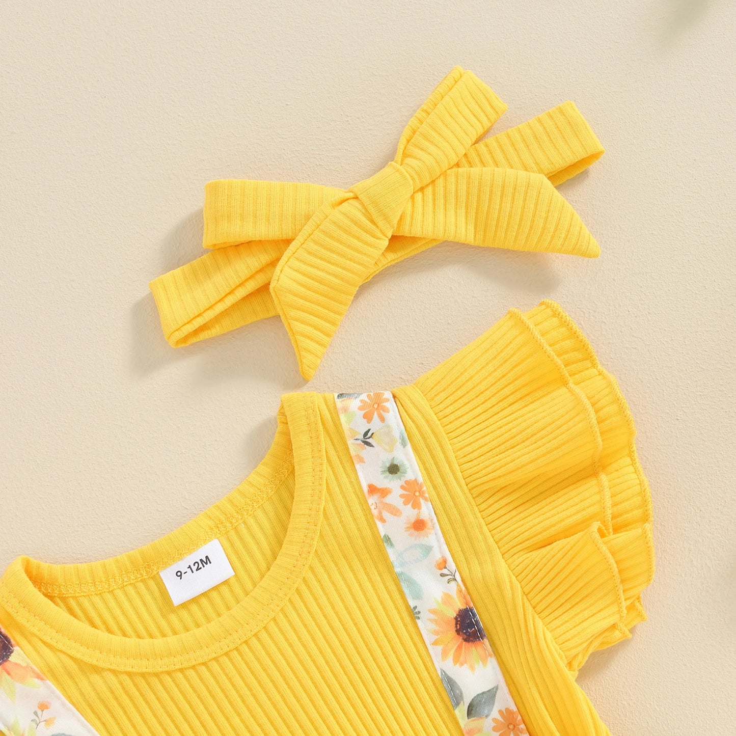 Baby Girl Summer Sunflower Outfit Set