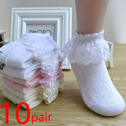 Lace Ruffle Cotton Ankle Socks for Girls
