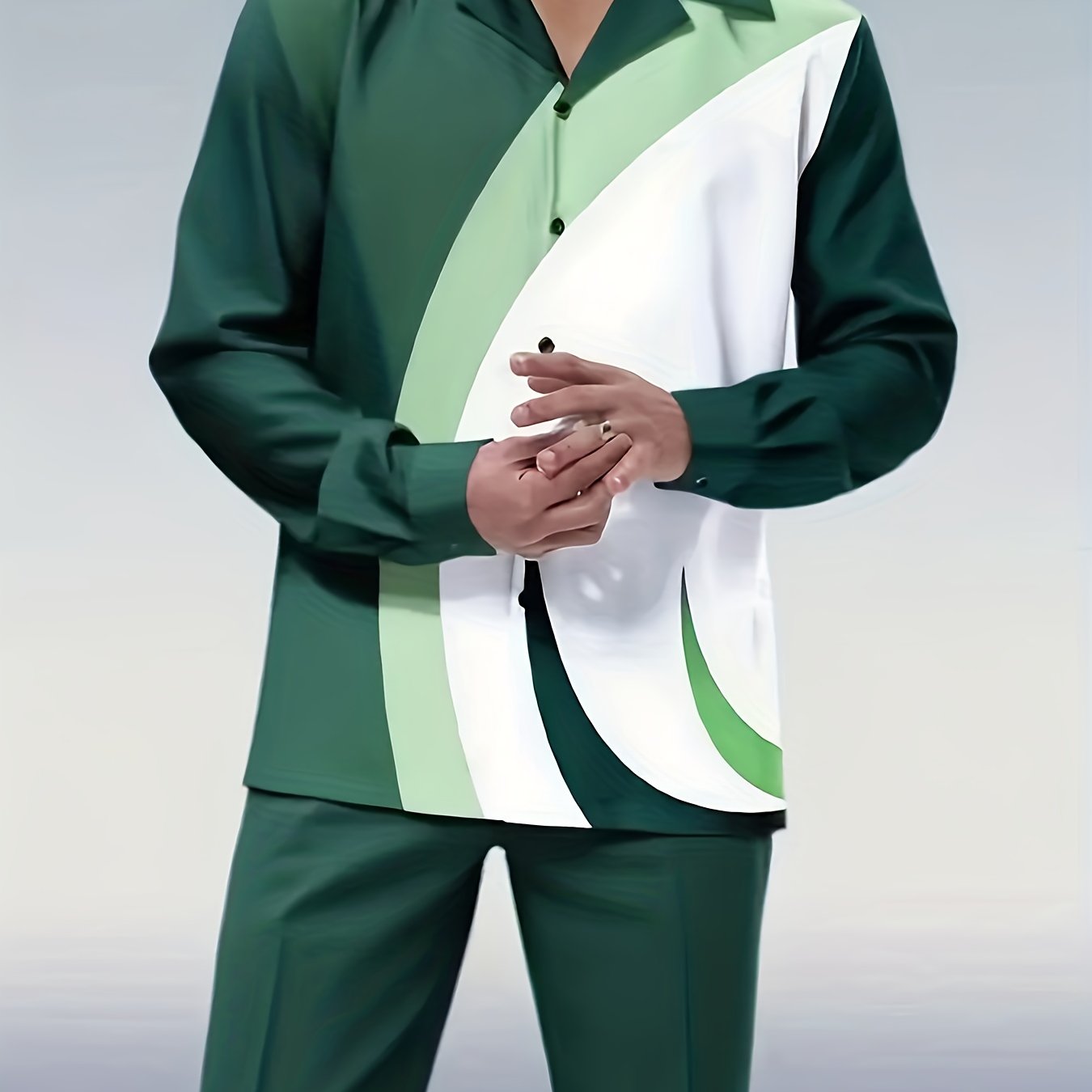 Louis Couture Men's Long-Sleeved Lapel Shirt and Trousers Suit