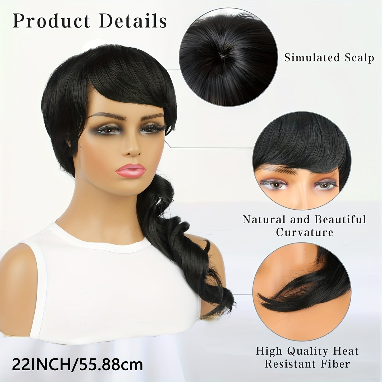 Long Synthetic Wavy Hair with Bangs