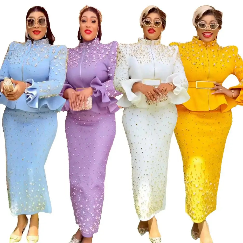 Luxury Rhinestone Mesh Dress Suit for Women