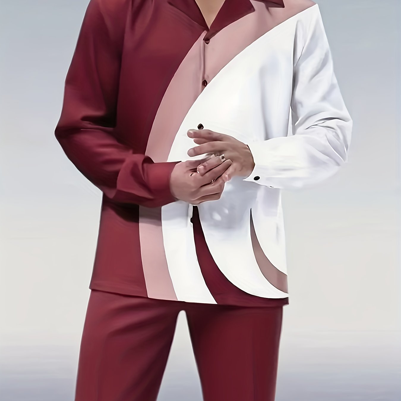Louis Couture Men's Long-Sleeved Lapel Shirt and Trousers Suit