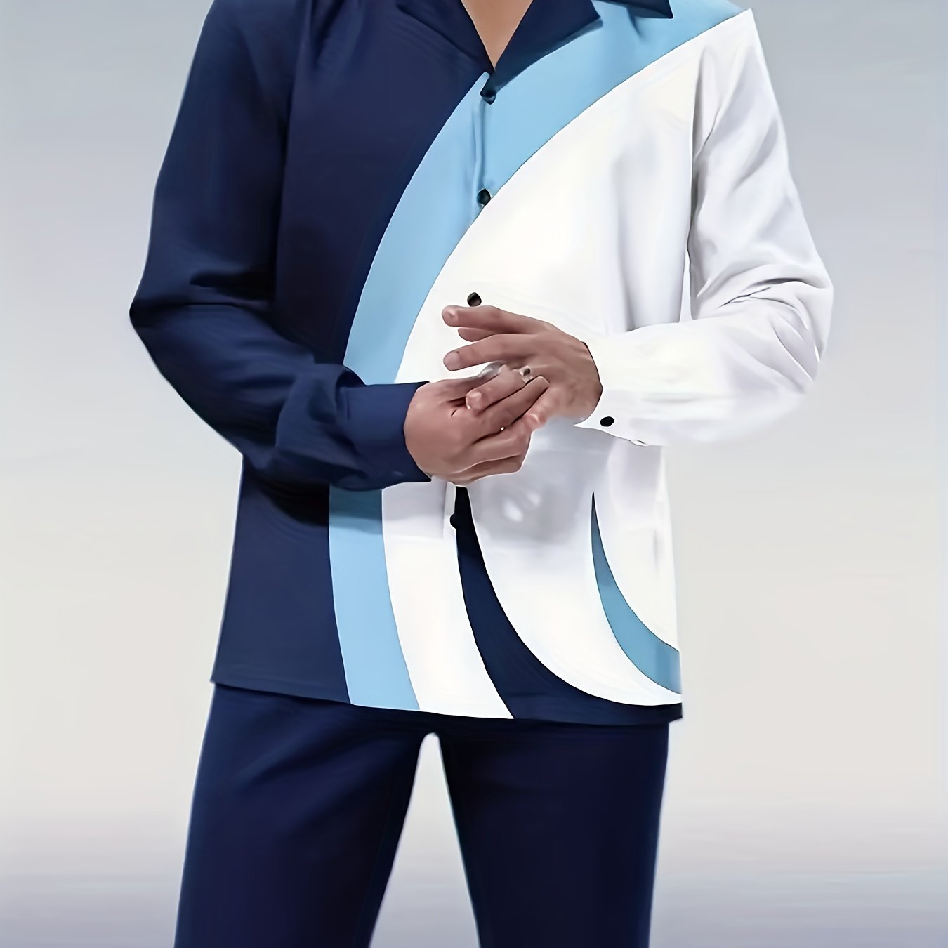 Louis Couture Men's Long-Sleeved Lapel Shirt and Trousers Suit