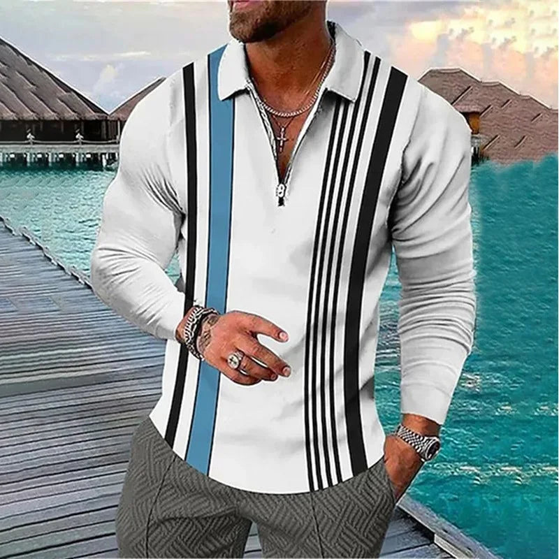 Men's Long Sleeve Polo Shirt Casual Tee Top