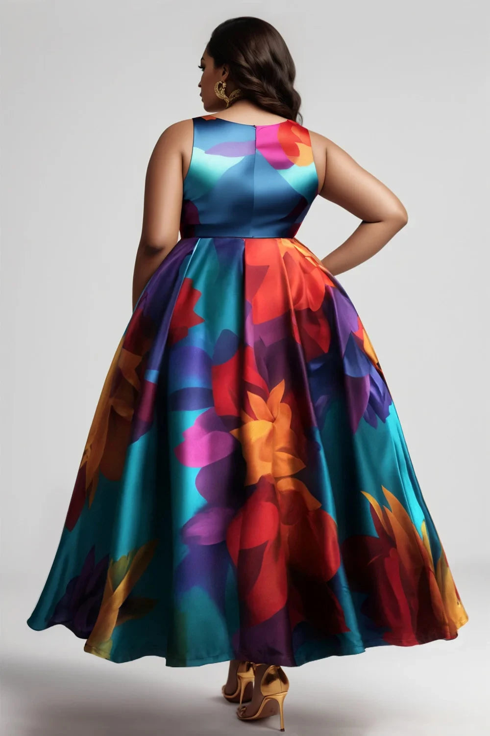 Multicolored Floral Printed Tank Dress