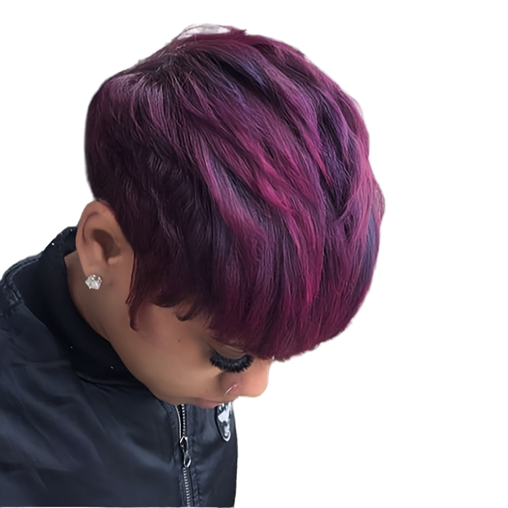 Short Colored Synthetic Wig with Bangs