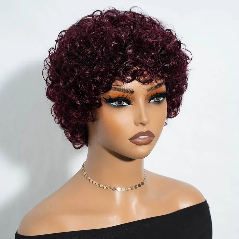 Afro Puff Pixie Bob Wig with Bangs