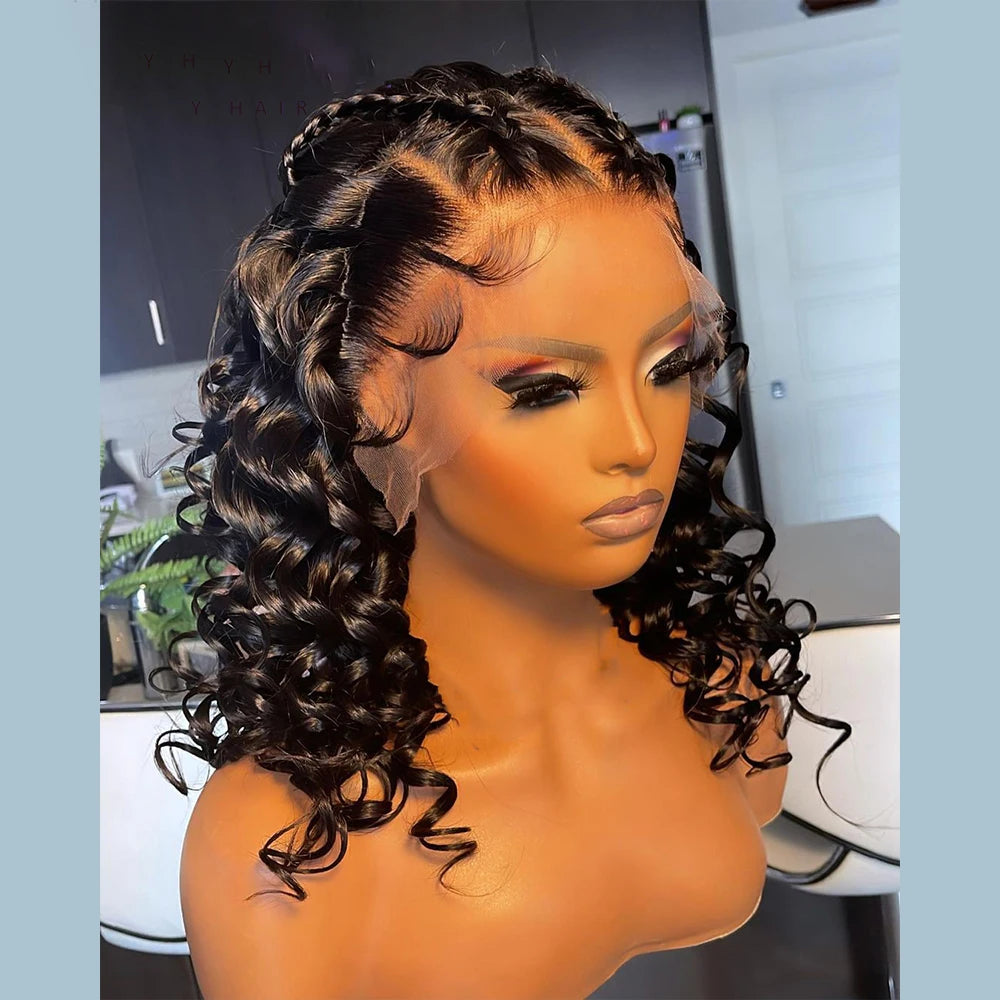 Pre-Plucked Long Black Curly Lace Front Wig