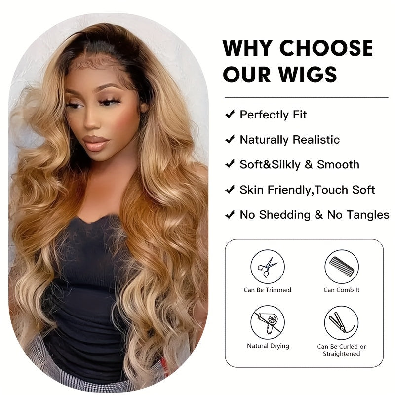 Dark Brown to Blonde Gradient Body Wave Wig