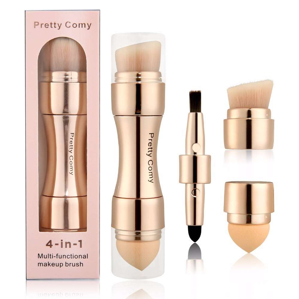4 In 1 Portable Professional Makeup Brushes Foundation Eyebrow Shadow Eyeliner Blush Powder Tool
