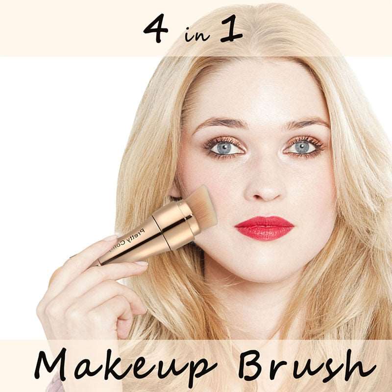 4 In 1 Portable Professional Makeup Brushes Foundation Eyebrow Shadow Eyeliner Blush Powder Tool