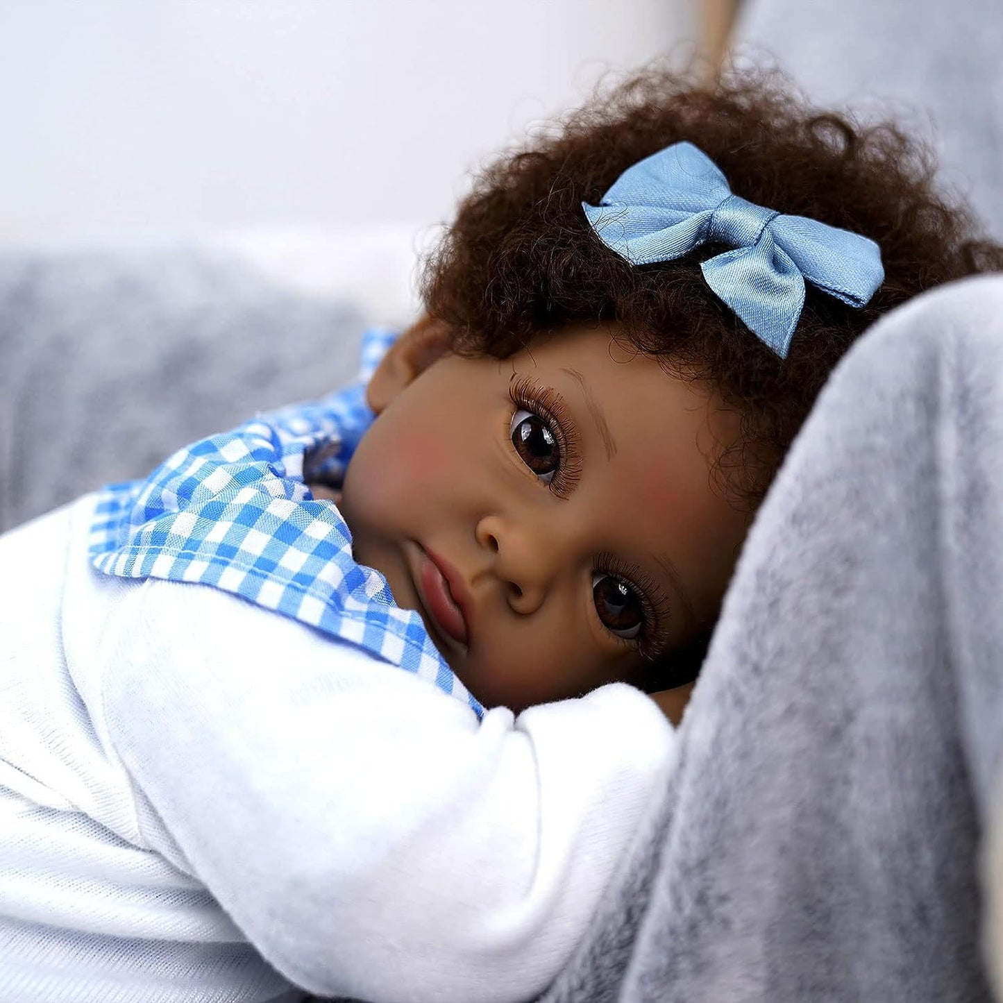 Black Girl Reborn Doll 24 Inch With Curly Hair 24 inches - Shania