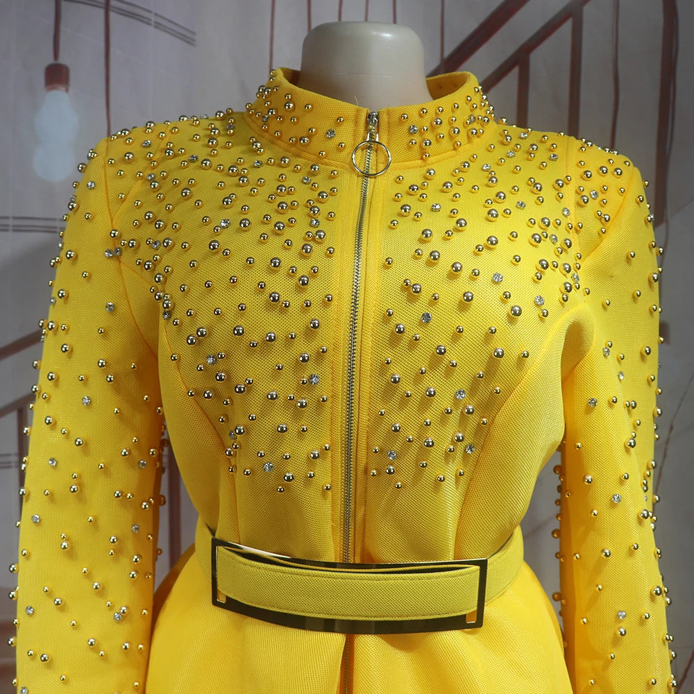 Luxury Rhinestone Mesh Dress Suit for Women