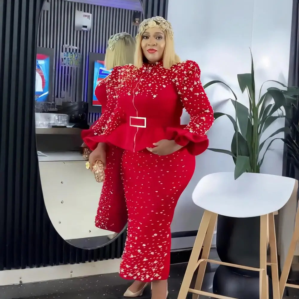 Luxury Rhinestone Mesh Dress Suit for Women