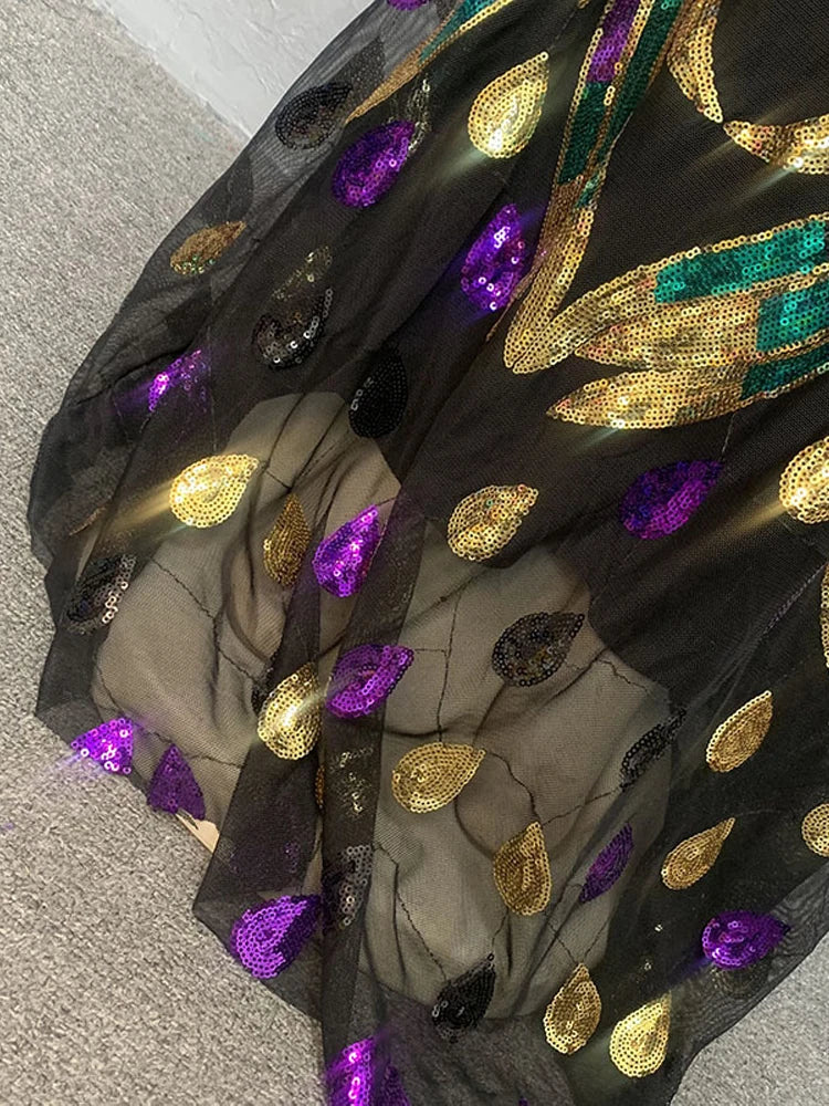 Long African Sequin Evening Dress
