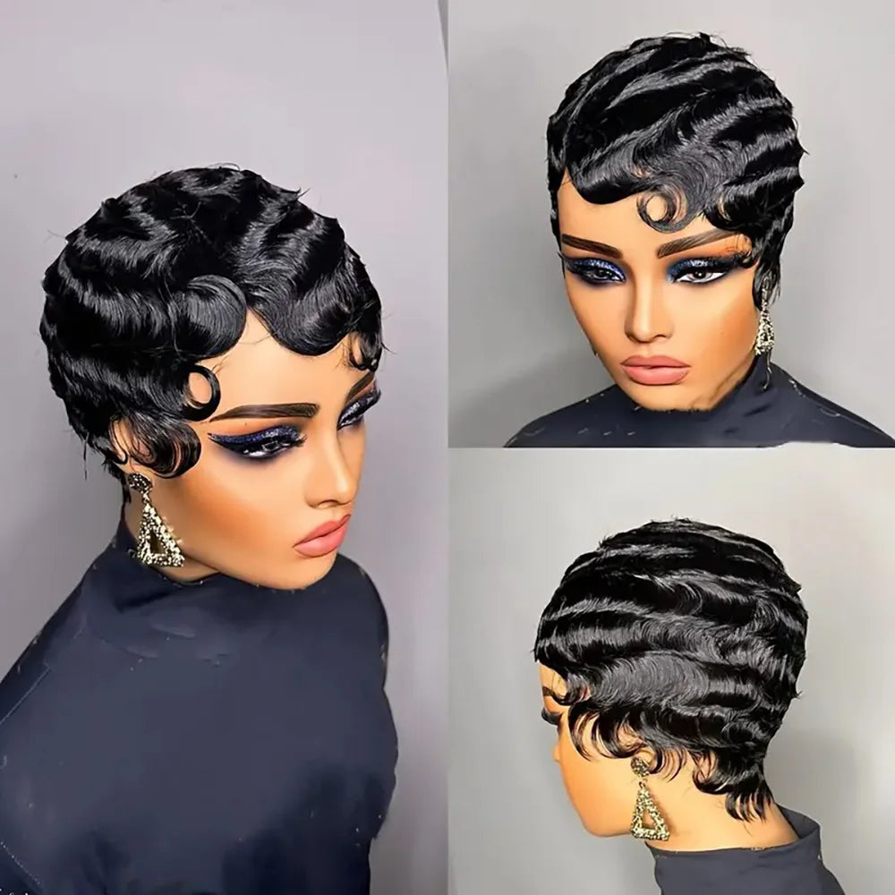 Short Finger Wave Wig for Women