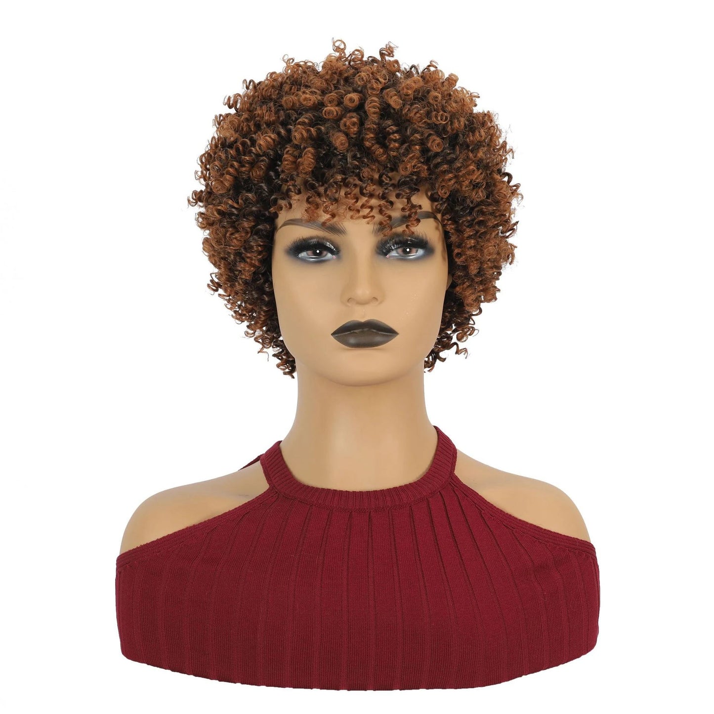 Short Kinky Curly Afro Wig with Bangs