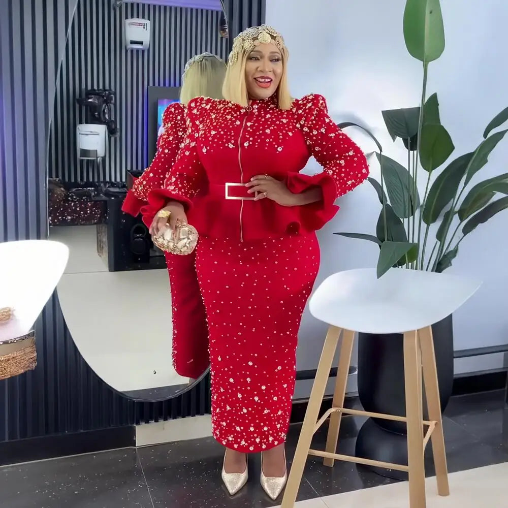 Luxury Rhinestone Mesh Dress Suit for Women