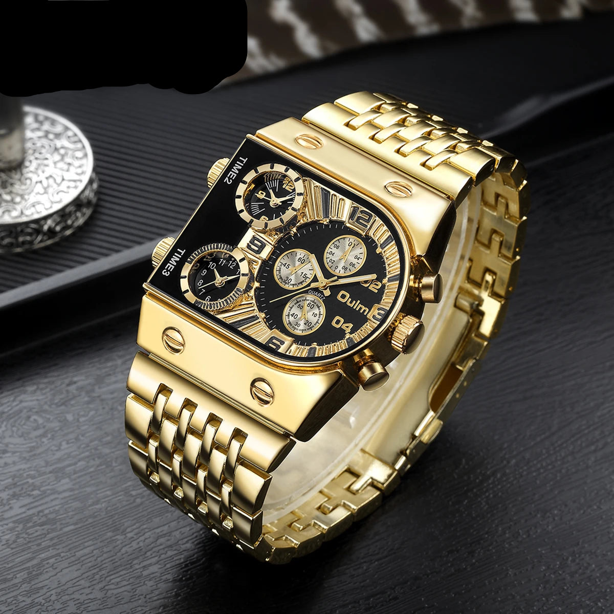 Men's Square Gold Quartz Watch