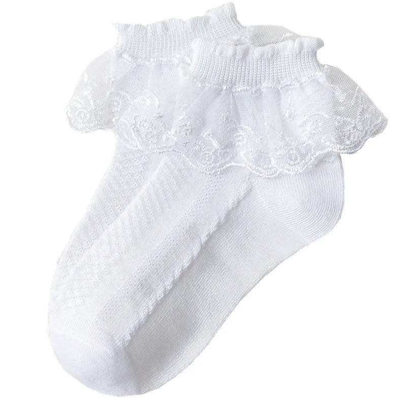 Lace Ruffle Cotton Ankle Socks for Girls