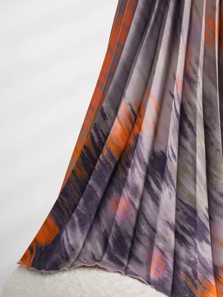 Printed Pleated 2-Piece Skirt Set for Women