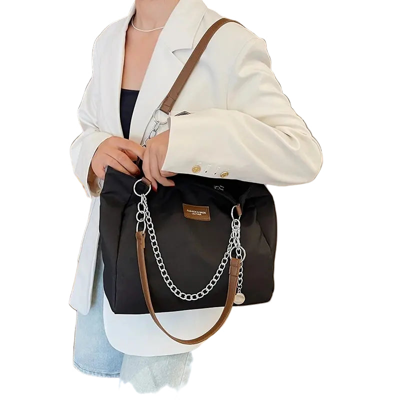 Nylon Large Capacity Tote Bag with chain