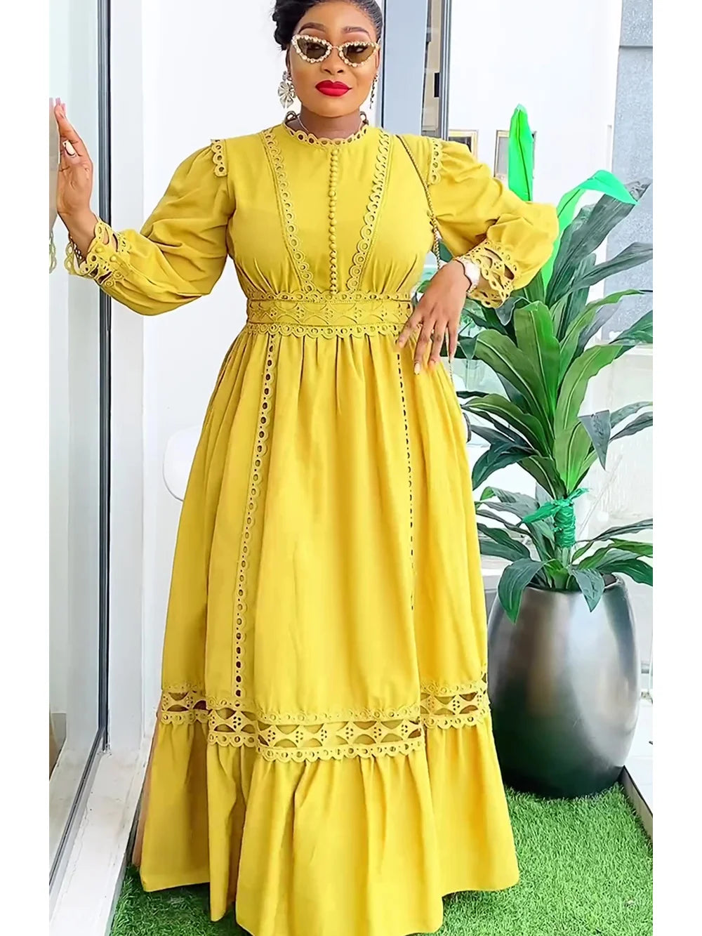 Plus Size African Party Dress Elegant Turkey Maxi Gown