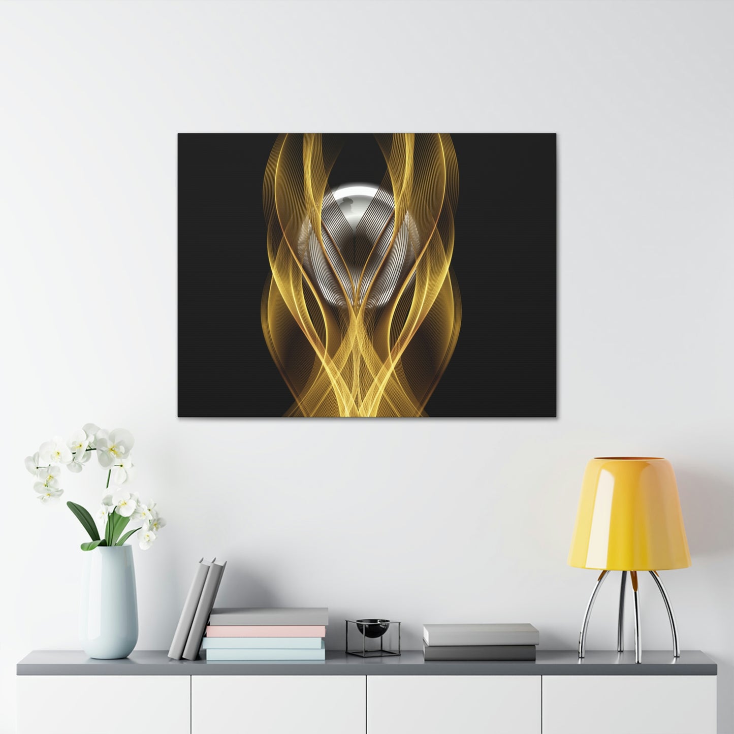 Home Decor Custom Wall ART | Canvas Frame Gold and Black Print | Painting Poster | Abstract Design | Modern Home Office Wall Frame | Firelin