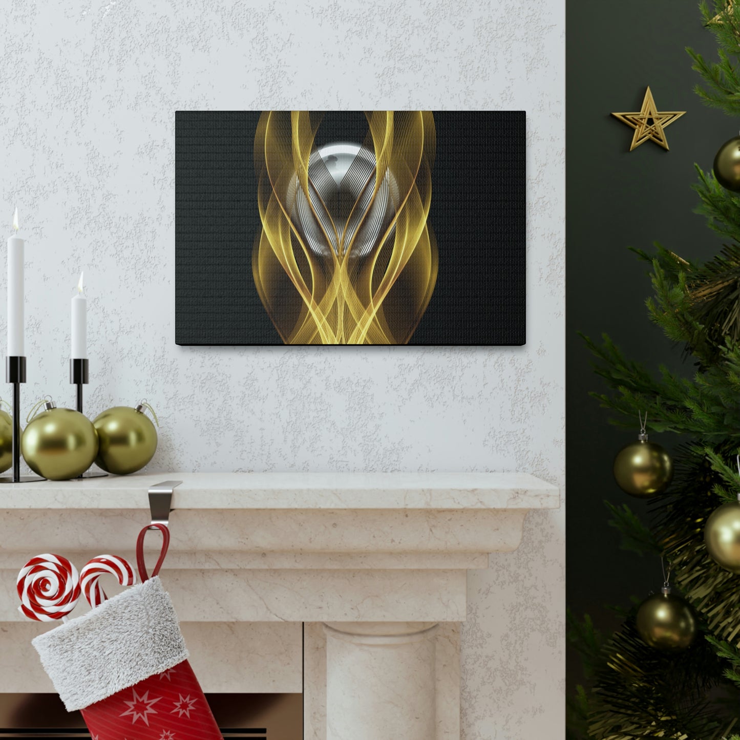 Home Decor Custom Wall ART | Canvas Frame Gold and Black Print | Painting Poster | Abstract Design | Modern Home Office Wall Frame | Firelin